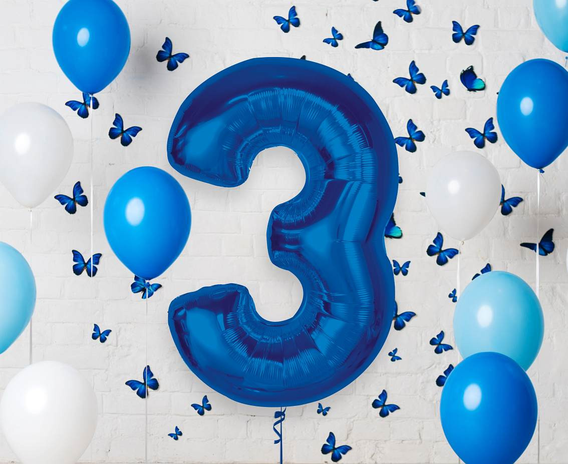 Balon foliowy Smart cyfra 3 niebieska 92cm AA CH-S9N3 GoDan